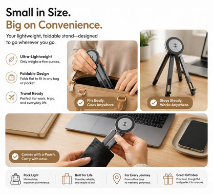 3-in-1 Magnetic Foldable Laptop Stand with Phone Holder