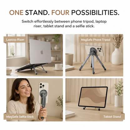 3-in-1 Magnetic Foldable Laptop Stand with Phone Holder
